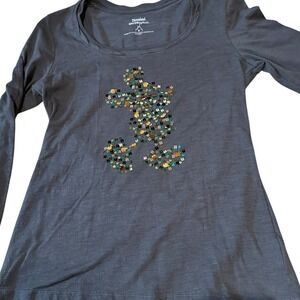 Disney Parks Mickey Sequin Long Sleeve Shirt – Juniors Medium (Fits Women's Smal